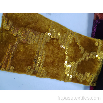 Fashion multicolore brillant de 3 mm 100% polyester tissu or noir tissu sequin velours en velours